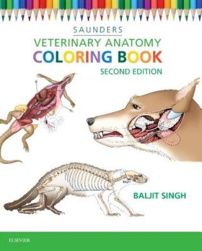 Veterinary anatomy coloring book cover with dog, cat, and skeletal illustrations.