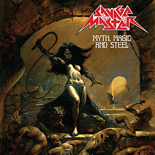 Album cover art: a woman wielding a whip over fallen men in a dark, arched chamber.