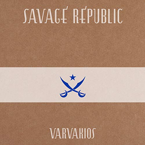 CD cover for Savage Republic’s “Varvakios” with crossed swords emblem.