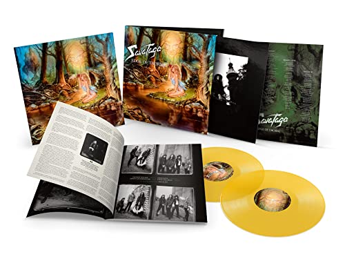 Savatage “Edge of Thorns” vinyl record with gatefold, booklet, and yellow discs.