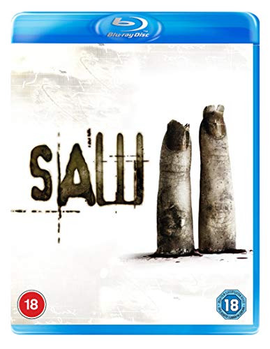 Saw 2 Blu-ray cover with distressed text and two concrete pillars.