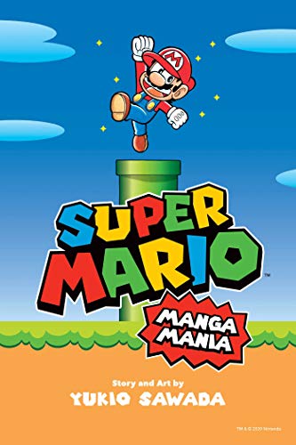 Super Mario Manga Mania" book cover featuring Mario jumping on a green pipe.