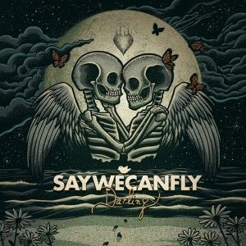 CD cover: two winged skeletons embracing under a moon, with butterflies.