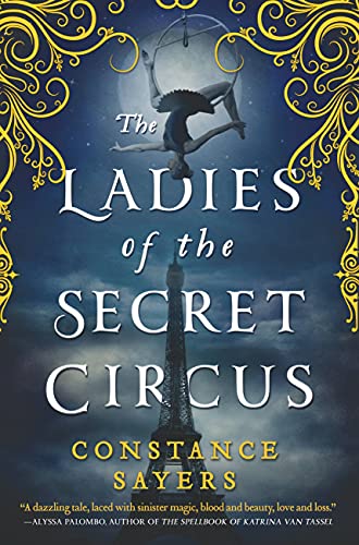 Book cover: aerialist silhouetted against the Eiffel Tower, ornate gold frame.