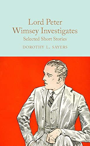 Book cover: “Lord Peter Wimsey Investigates” with a sketched portrait.