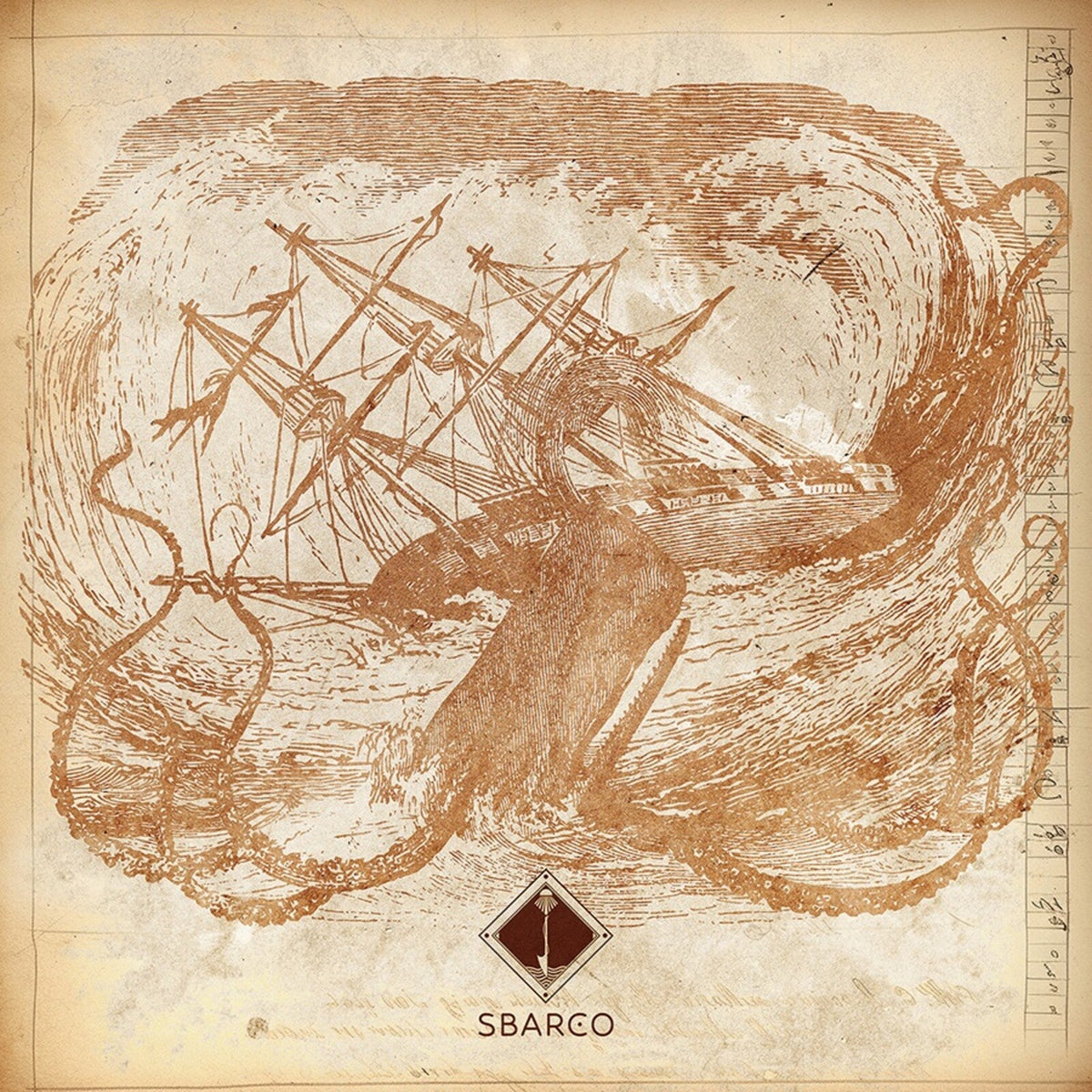 Vintage-style CD cover depicting a ship battling a large sea creature.