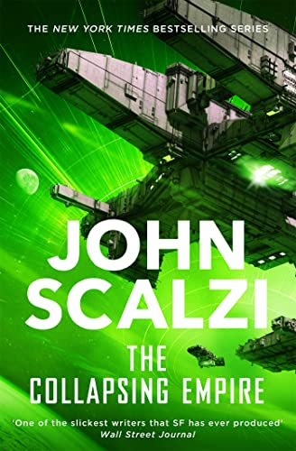 Book cover showing a large spaceship against a bright green background with white text.