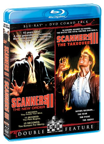 Scanners II: New Order" Blu-ray case with fiery imagery and figures.