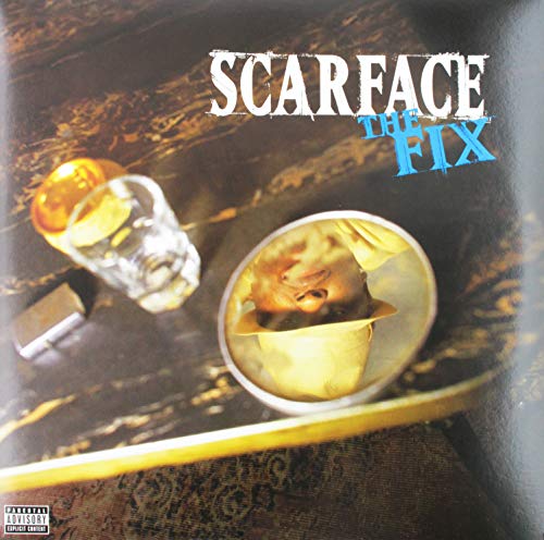 Scarface - The Fix" vinyl record cover with a glass, cocaine, and a face in a bowl.