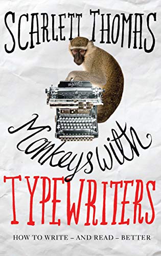 Book cover: monkey on a vintage typewriter, title “Monkeys with Typewriters.”