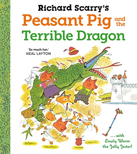 Book cover featuring a green dragon and various animal characters in a medieval setting.
