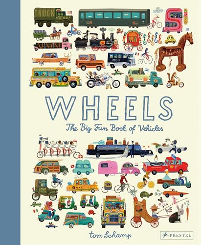 Colorful illustrated cover of a children’s book about various vehicles.