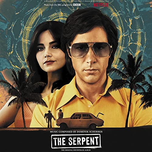 Vinyl album cover for “The Serpent” soundtrack featuring a couple and a car.