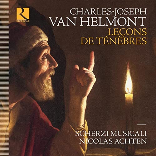 CD cover: portrait of a bearded man with a raised finger and candle.
