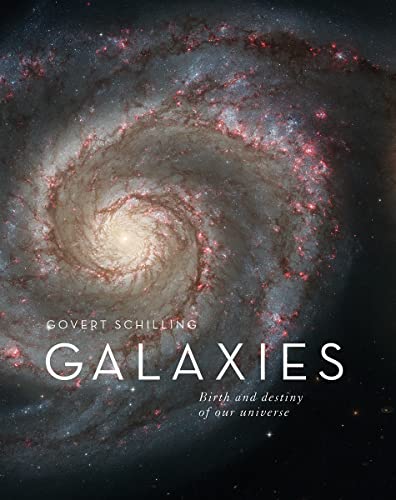 Spiral galaxy image with book title "Galaxies: Birth and Destiny of Our Universe".