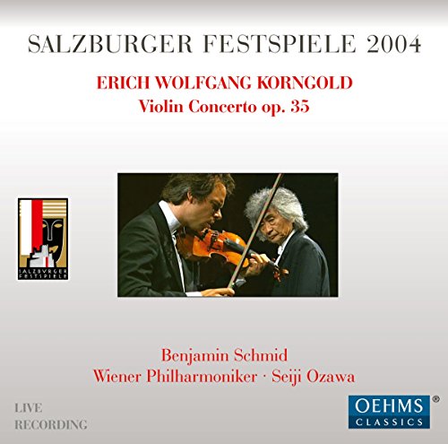 CD cover: Two musicians with violins, text “Erich Wolfgang Korngold.”