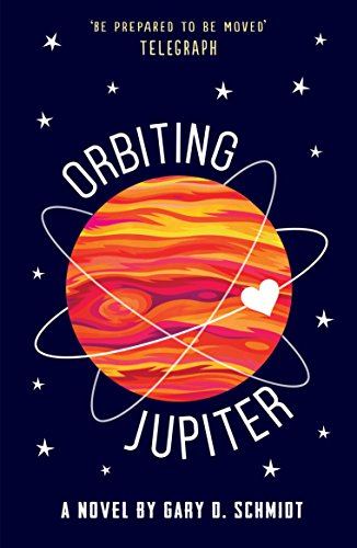 Book cover: “Orbiting Jupiter” with a planet, orbit lines, and stars.