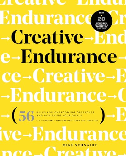 Yellow book cover with repeating text, "Creative Endurance," and a number "56".
