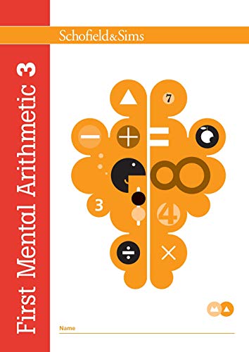 The image depicts a workbook cover with a red and orange design. Alt text: Workbook cover with red and orange design, featuring mathematical symbols.