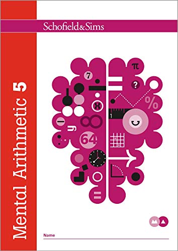 Schofield and Sims Mental Arithmetic 5 book cover with a brain-shaped math symbol graphic.