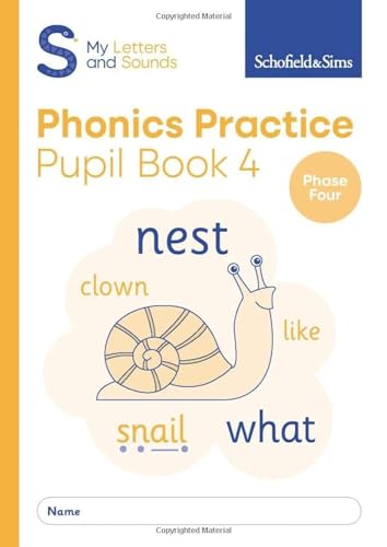 Phonics practice pupil book cover with snail illustration and text.