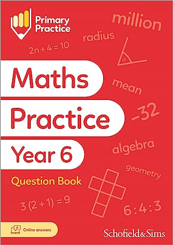 Red maths practice book cover for Year 6, ages 10-11.