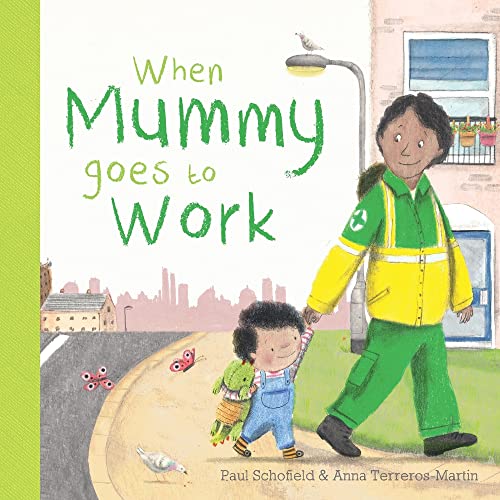 Book cover: child holding parent’s hand walking to work, city background.