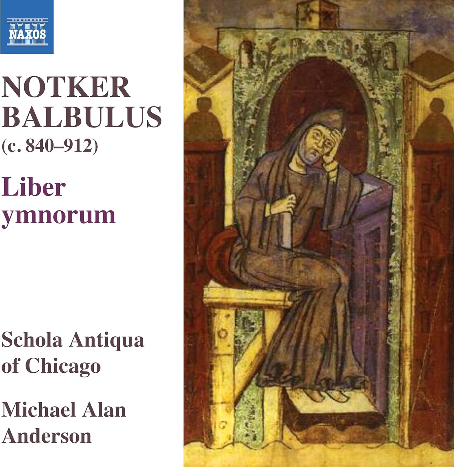 CD cover depicting a medieval illuminated manuscript of a seated monk.