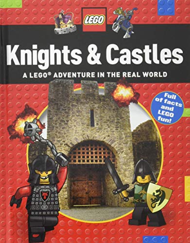 LEGO book cover featuring knights, a castle, and a fiery explosion.