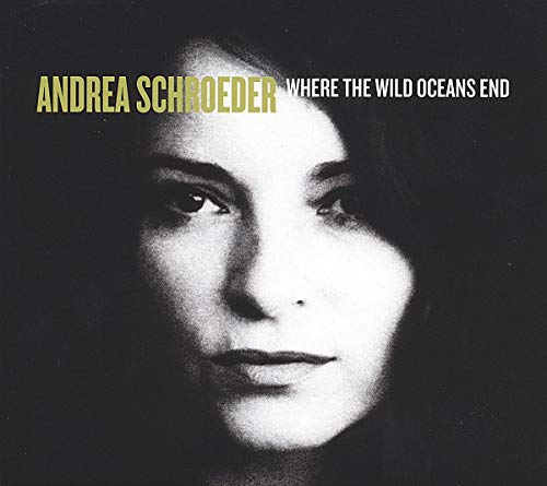 Black and white close-up portrait of Andrea Schroeder on a CD cover.