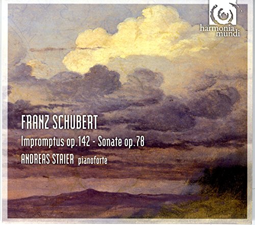 CD cover: cloudy sky painting with text "Franz Schubert" and "Andreas Staier".