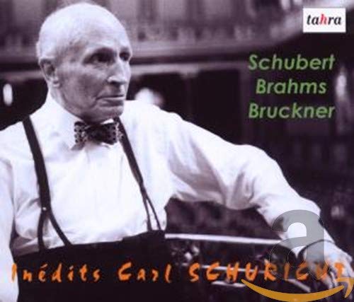 CD cover featuring a portrait of conductor Carl Schuricht, with composer names.