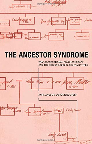 Book cover: “The Ancestor Syndrome” with a faded family tree background.