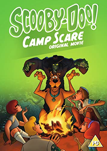 Scooby-Doo DVD cover featuring the gang scared by a monster at camp.