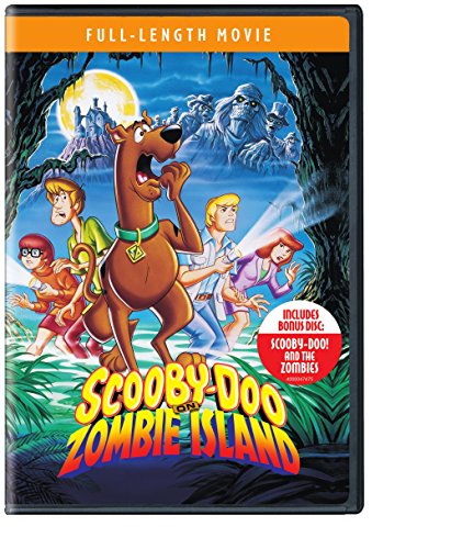 “Scooby-Doo On Zombie Island” DVD cover with cartoon characters and a spooky island.