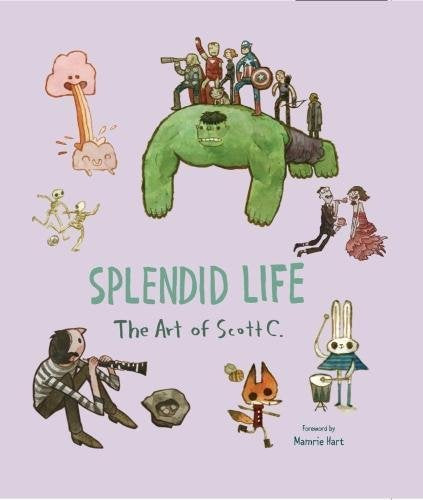 Book cover, “Splendid Life”, featuring colorful cartoon characters on a turtle.