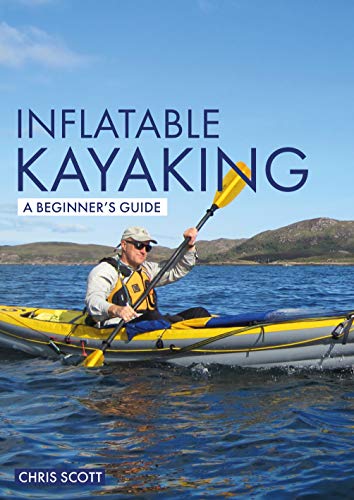 Book cover featuring a kayaker on a blue lake, titled "Inflatable Kayaking.