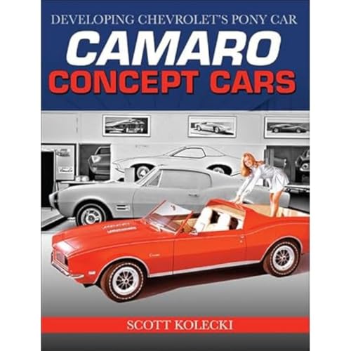 Book cover: "Camaro Concept Cars" featuring classic red and white vehicles.