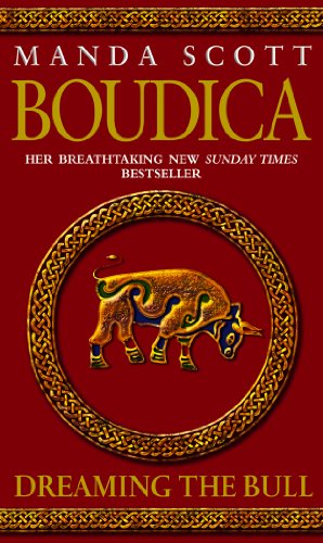 Book cover: "Boudica: Dreaming The Bull" with a gold bull illustration.