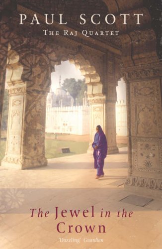 Book cover with a woman in blue walking through an ornate archway.