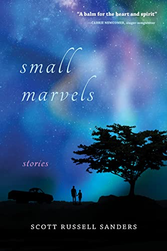 Book cover: “Small Marvels” with a silhouetted tree and figures.