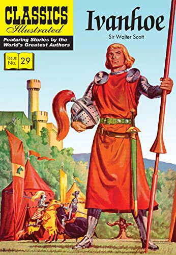 Classics Illustrated cover of “Ivanhoe” featuring a knight with a red tunic.