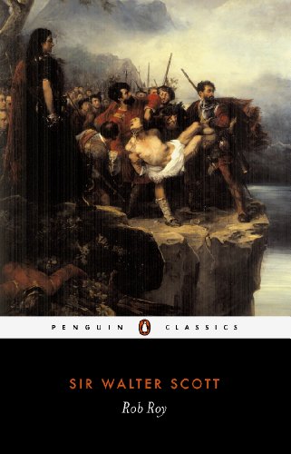 Painting of a battle scene on the cover of “Rob Roy” book.