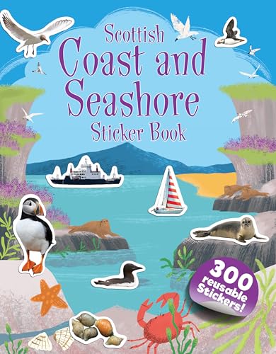 Sticker book cover featuring Scottish coastal wildlife and sea scenes.