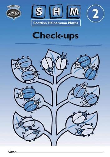 Blue Scottish Heinemann Maths 2 Check-up workbook cover with illustrated beetles.