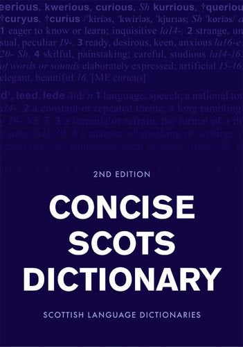 Dark blue cover of "Concise Scots Dictionary," second edition.