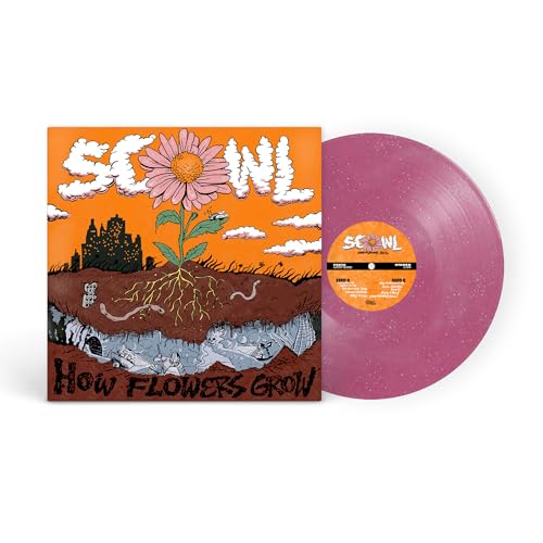 Scowl album "How Flowers Grow" vinyl record with flower and city art.