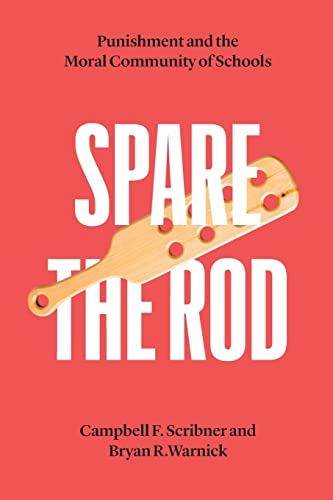 Book cover: "Spare the Rod" with a wooden paddle illustration on red.