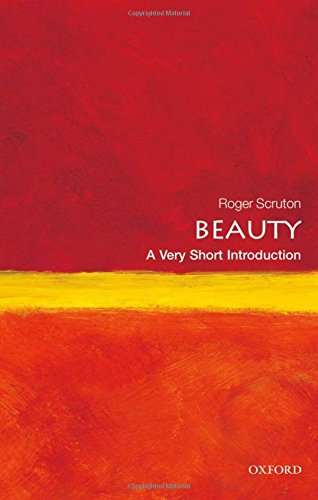 "Book cover with red and orange background, white text 'Beauty: A Very Short Introduction'."