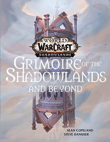 World of Warcraft: Grimoire of the Shadowlands book cover with tower illustration.